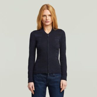 3D Biker Knit Slim Full Zip Knit