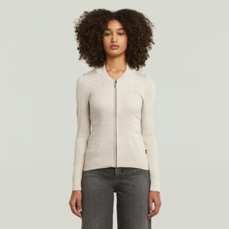 3D Biker Knit Slim Full Zip Knit