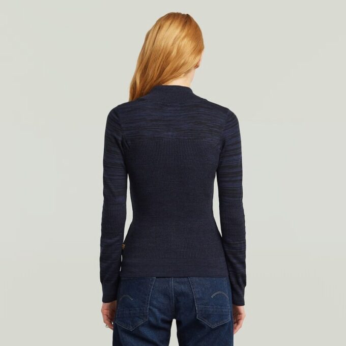 3D Biker Knit Slim Full Zip Knit