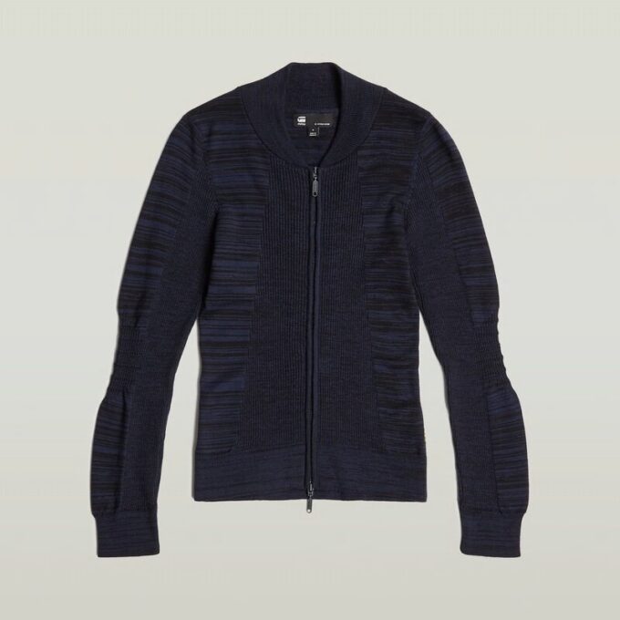 3D Biker Knit Slim Full Zip Knit