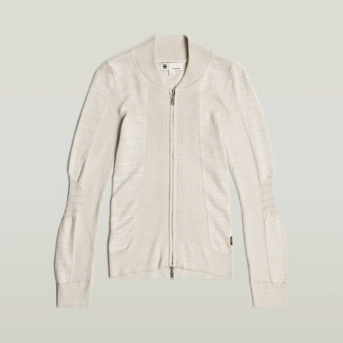 3D Biker Knit Slim Full Zip Knit