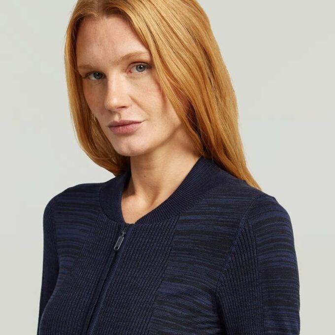 3D Biker Knit Slim Full Zip Knit