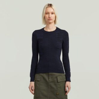 3D Biker Knit Slim Pullover