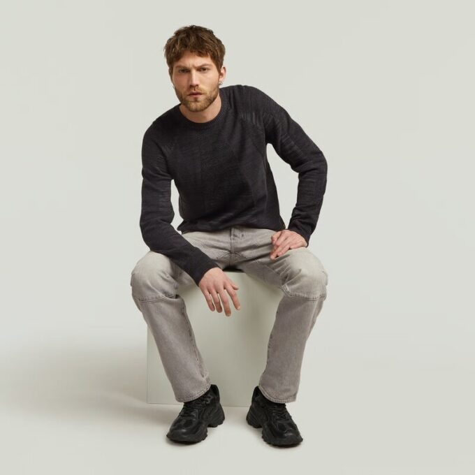 3D Biker Ribbed Knit Pullover