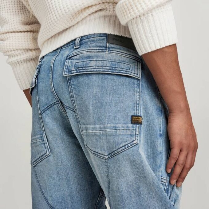 3D Straight Tapered Denim Cargo Pants