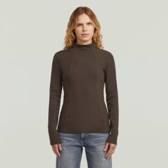 A Line Slim Rib Mock T-Shirt