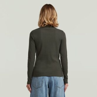 A Line Slim Rib Mock T-Shirt