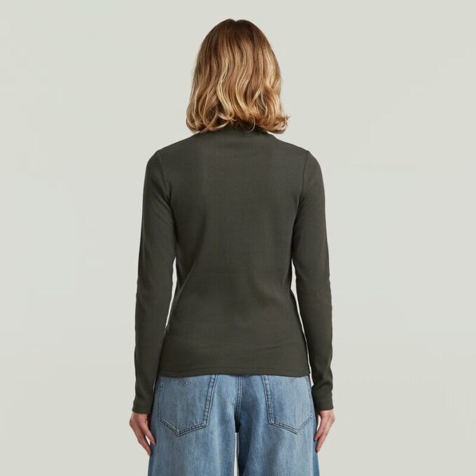 A Line Slim Rib Mock T-Shirt A Line Slim Rib Mock T-Shirt