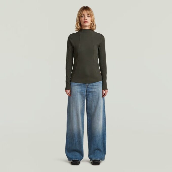 A Line Slim Rib Mock T-Shirt A Line Slim Rib Mock T-Shirt