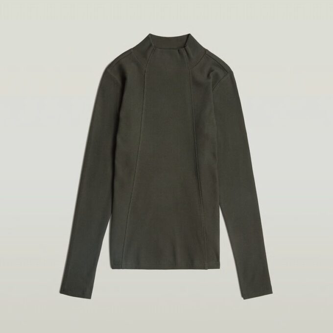 A Line Slim Rib Mock T-Shirt A Line Slim Rib Mock T-Shirt