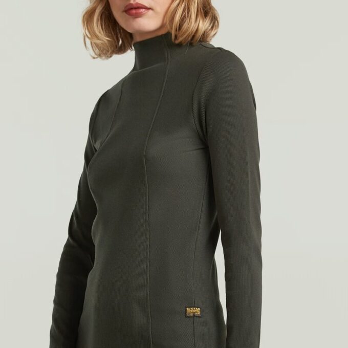 A Line Slim Rib Mock T-Shirt A Line Slim Rib Mock T-Shirt