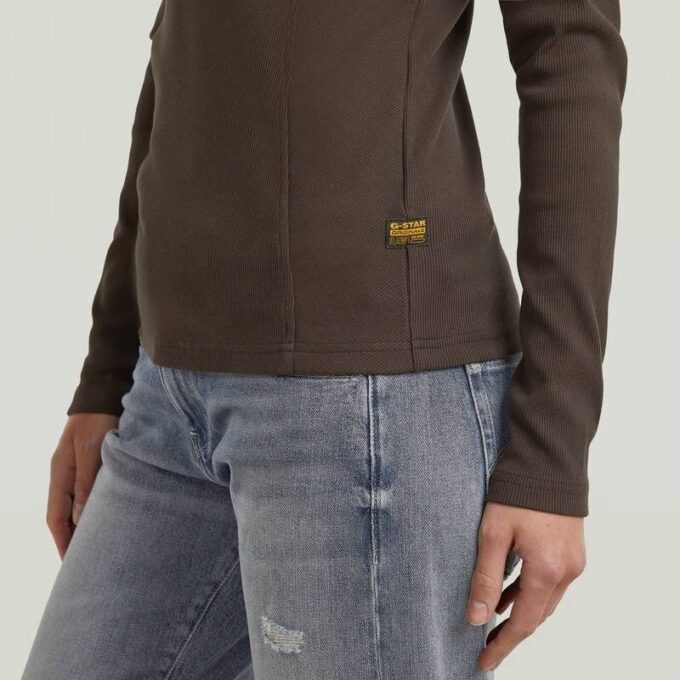 A Line Slim Rib Mock T-Shirt A Line Slim Rib Mock T-Shirt