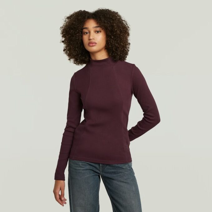 A-Line Slim Rib Mock T-Shirt A-Line Slim Rib Mock T-Shirt