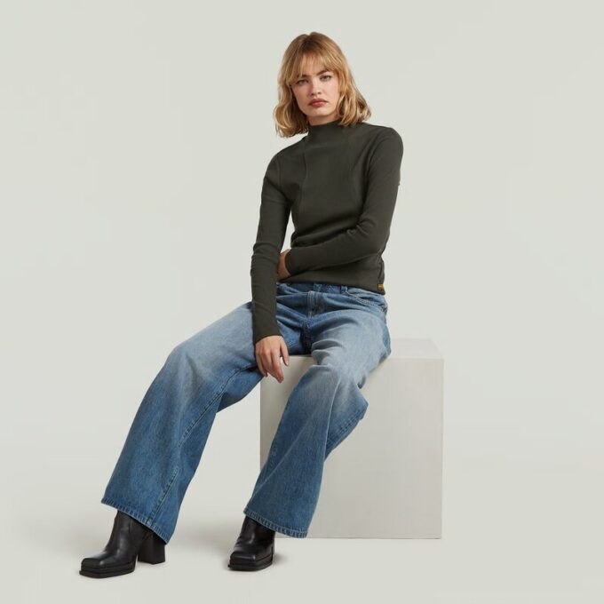 A Line Slim Rib Mock T-Shirt A Line Slim Rib Mock T-Shirt