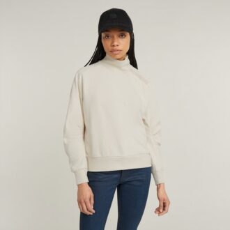 Asymmetric Button Mock Sweater