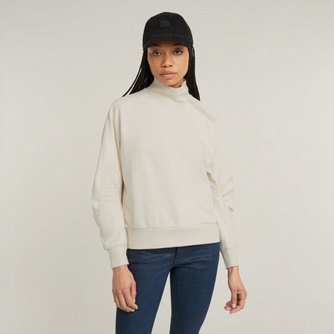 Asymmetric Button Mock Sweater Asymmetric Button Mock Sweater