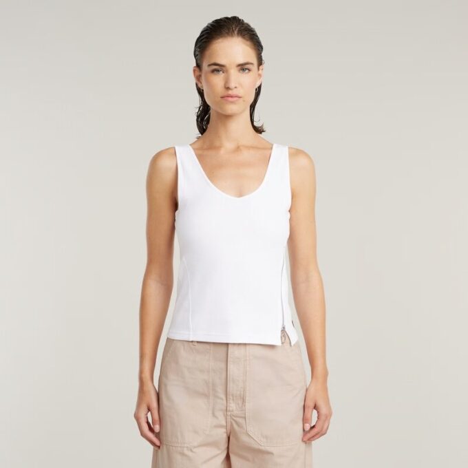 Asymmetrical Zip Slim Tank Top