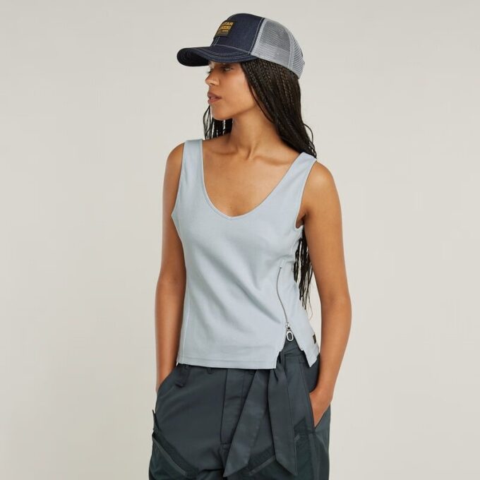 Asymmetrical Zip Slim Tank Top
