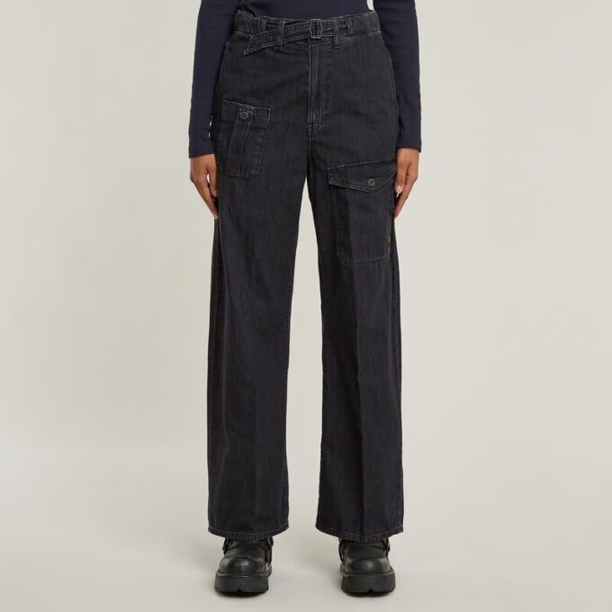 Belted Cargo Loose Jeans