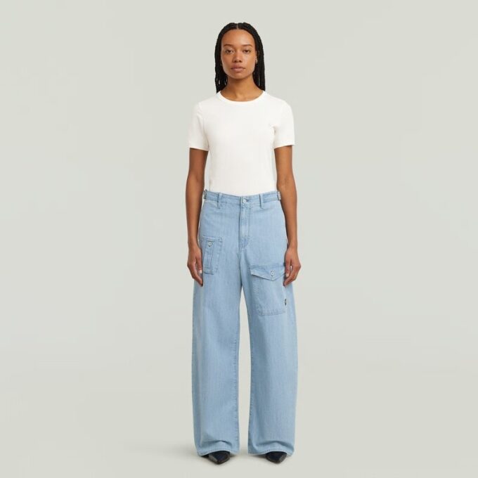 Belted Cargo Loose Jeans
