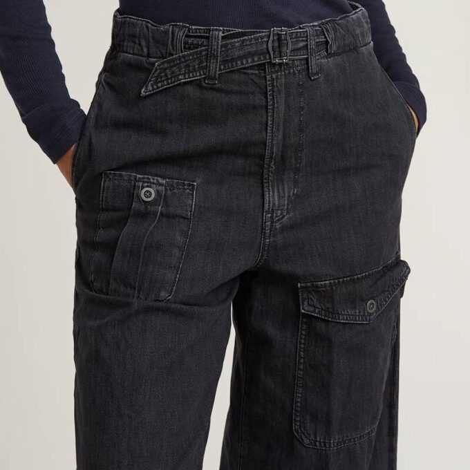 Belted Cargo Loose Jeans