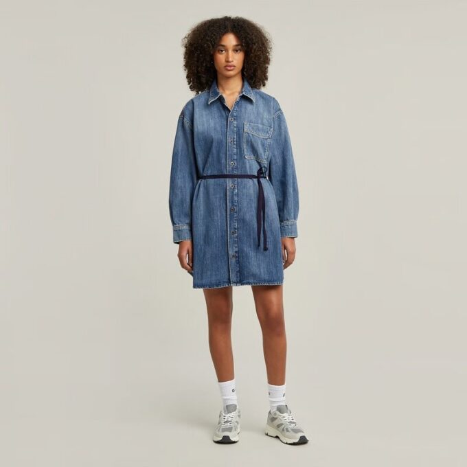 Belted Oversized Denim Dress