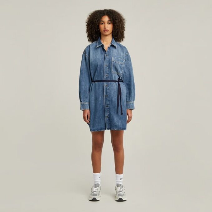 Belted Oversized Denim Dress