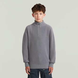 Boys Army Half Zip Knit