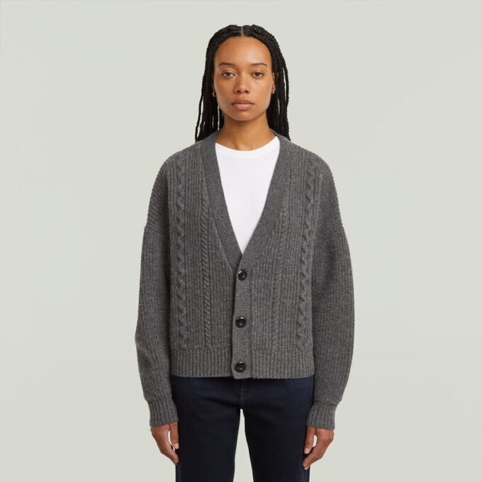 Cable Cropped Cardi Knit