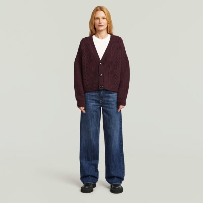 Cable Cropped Cardi Knit