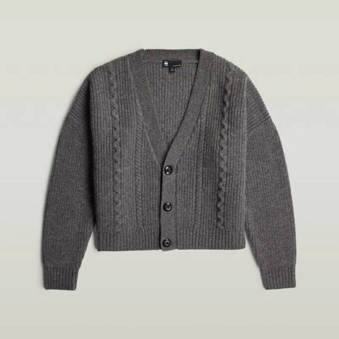 Cable Cropped Cardi Knit