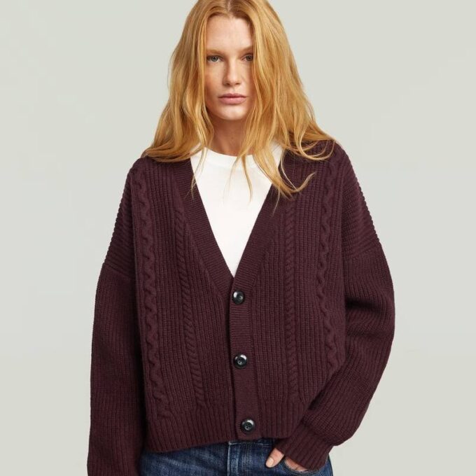 Cable Cropped Cardi Knit