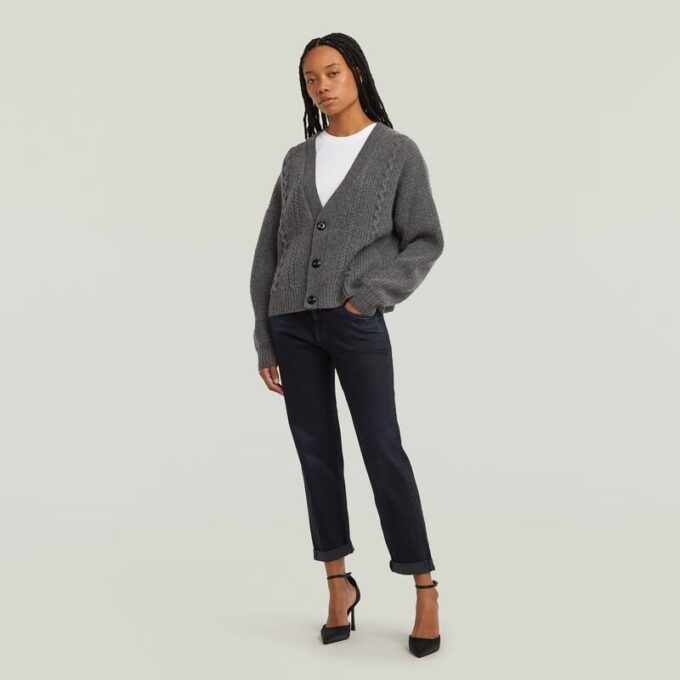 Cable Cropped Cardi Knit