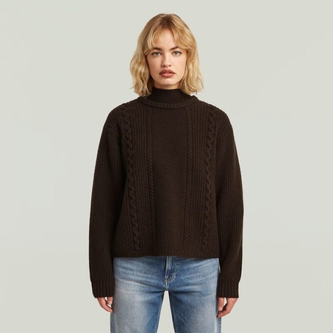 Cable Double Collar Knit