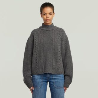 Cable Double Collar Knit