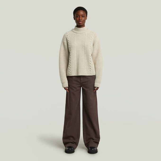 Cable Double Collar Knit