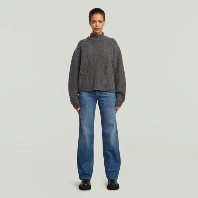 Cable Double Collar Knit