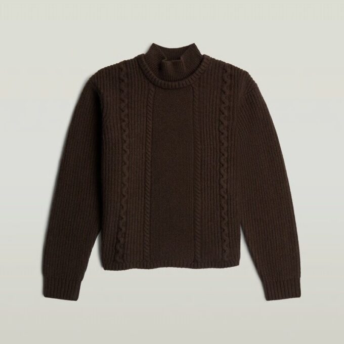 Cable Double Collar Knit