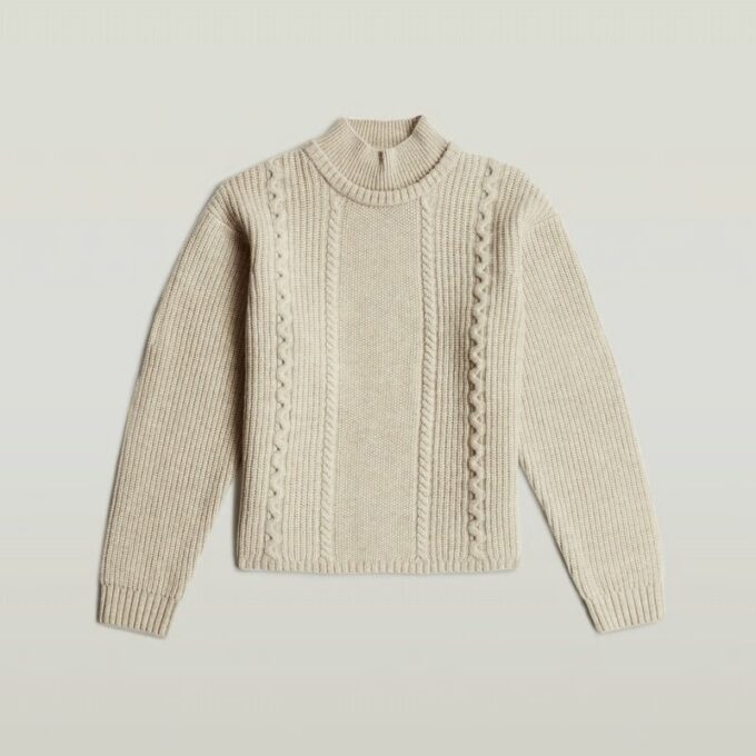 Cable Double Collar Knit