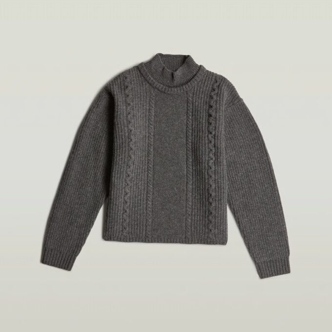 Cable Double Collar Knit