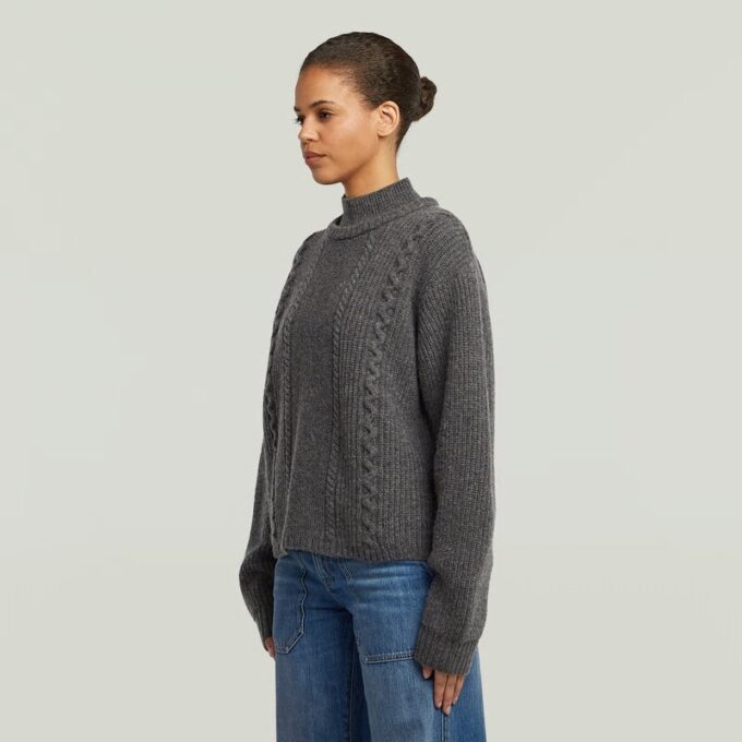 Cable Double Collar Knit