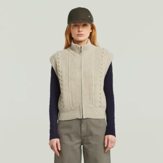 Cable Full Zip Vest Knit