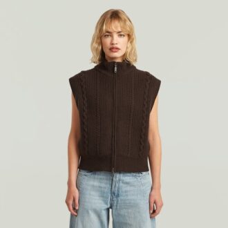 Cable Full Zip Vest Knit
