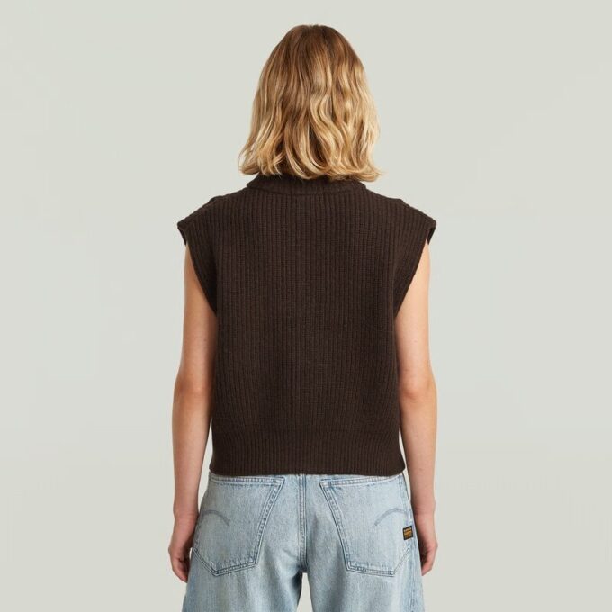 Cable Full Zip Vest Knit