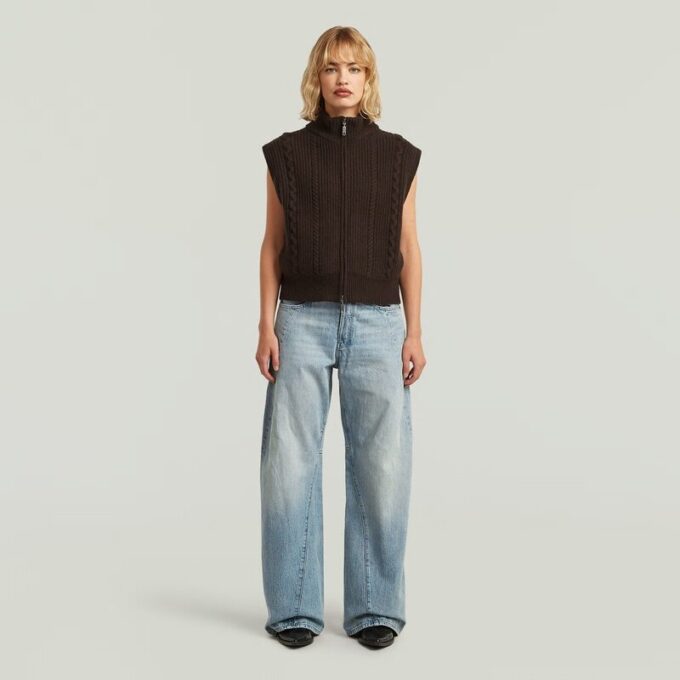 Cable Full Zip Vest Knit