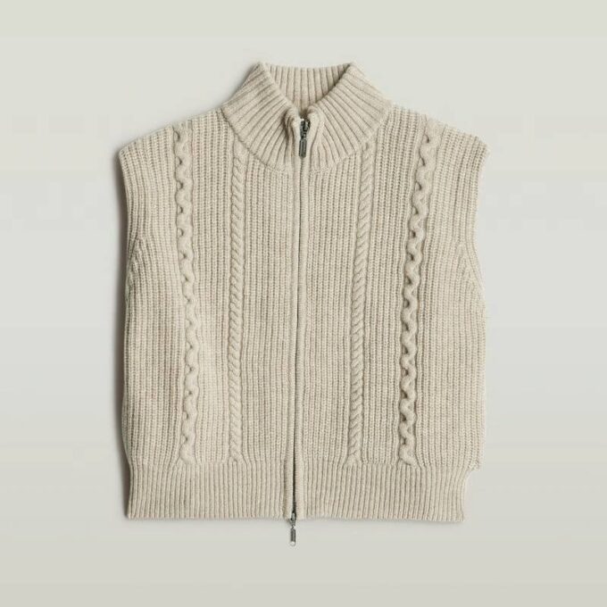 Cable Full Zip Vest Knit