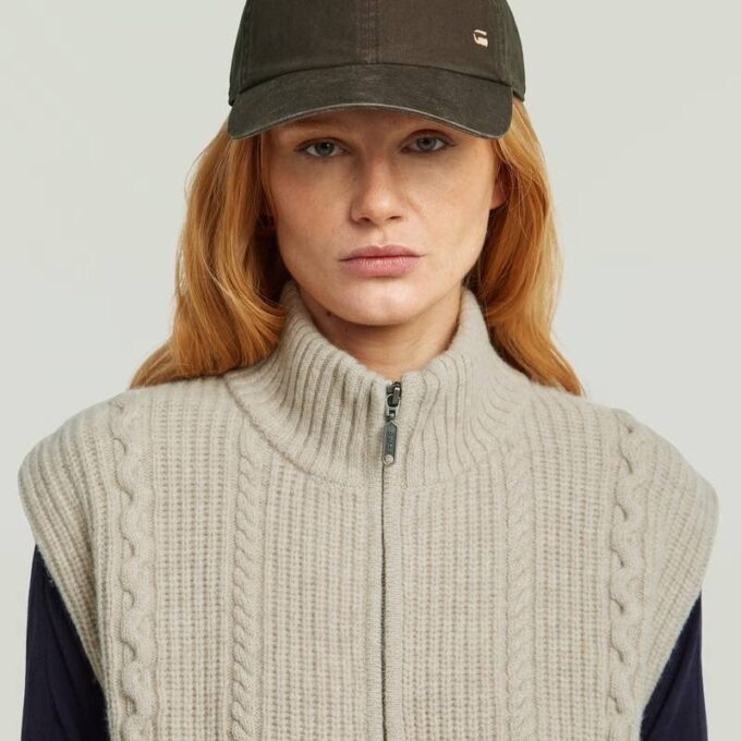 Cable Full Zip Vest Knit