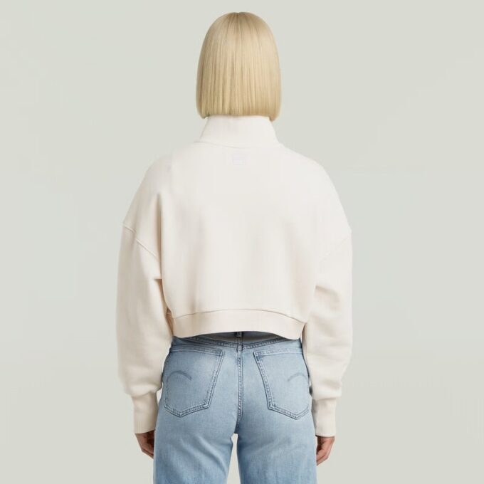 Cropped Half Zip Loose Sweater