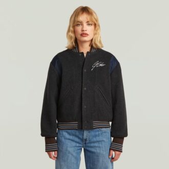 Cropped Varsity Bomber Jacket