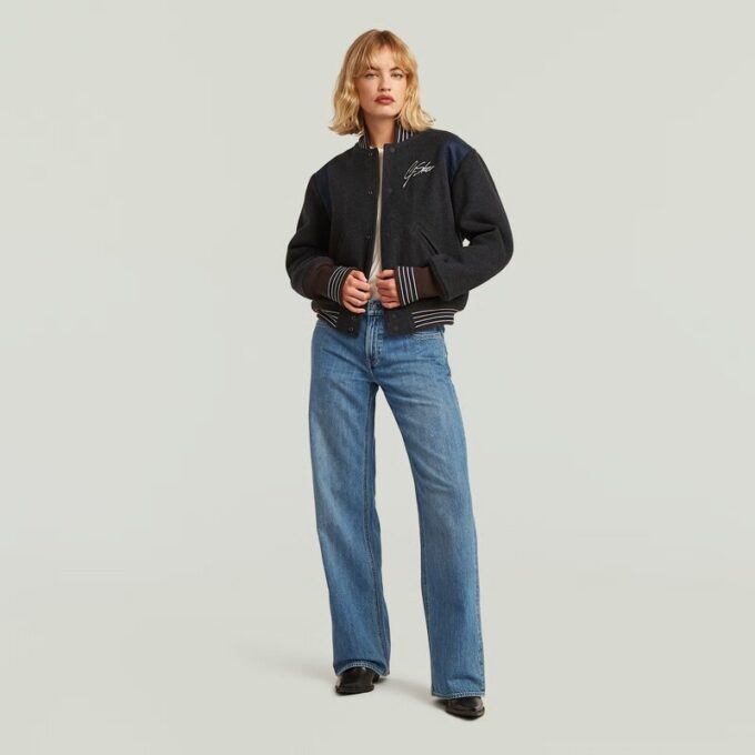 Cropped Varsity Bomber Jacket